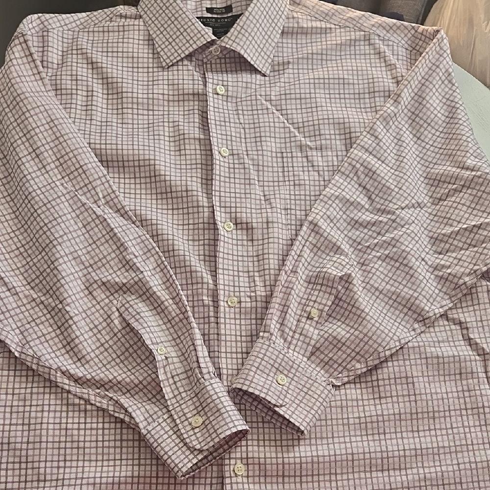 Pronto Uomo Light Pink Grid Dress Shirt